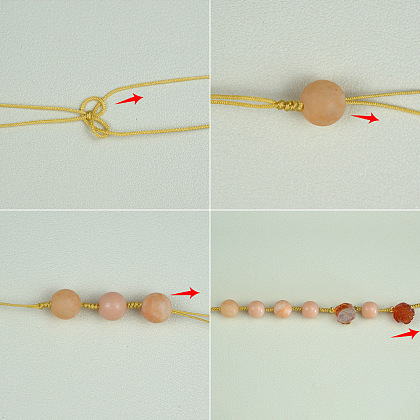 Розовый браслет из плетеной веревки с драгоценными камнями-3