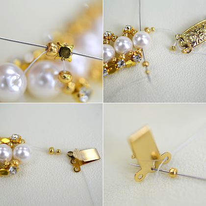PandaHall Selected idea sul braccialetto di perle con strass-4