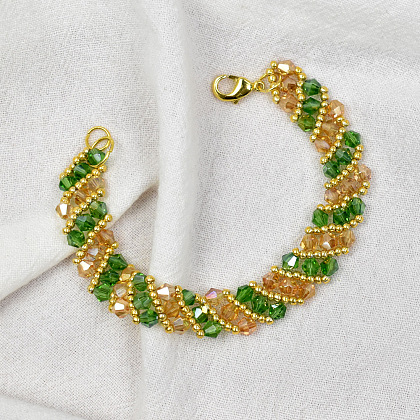 Bracelet toupie simple en perles aux couleurs printanières-8