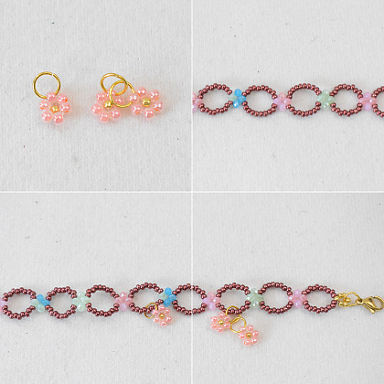 色とりどりの花の種をビーズで編んだブレスレット-4