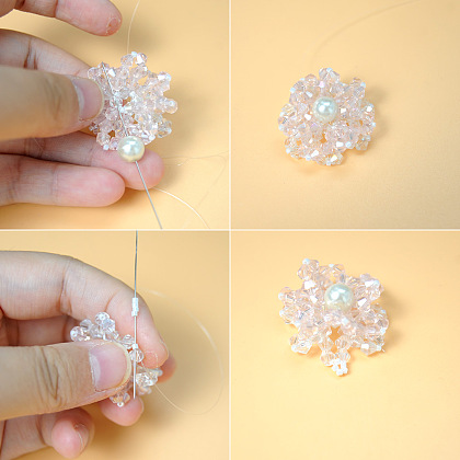 Boucles d'oreilles en forme de fleur avec perles nacrées-6