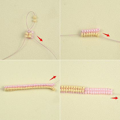 Розовое цветочное ожерелье из бисера с бусинами и стеклянными бусинами-4