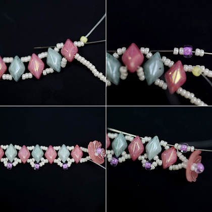 Браслет из стеклянных бусин с 2 отверстием-4