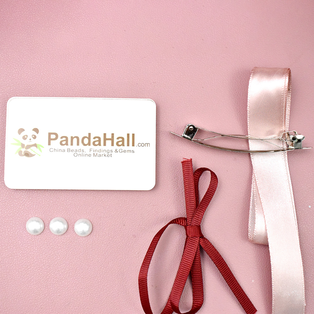 Заколка для волос с лентой и жемчужиной-2