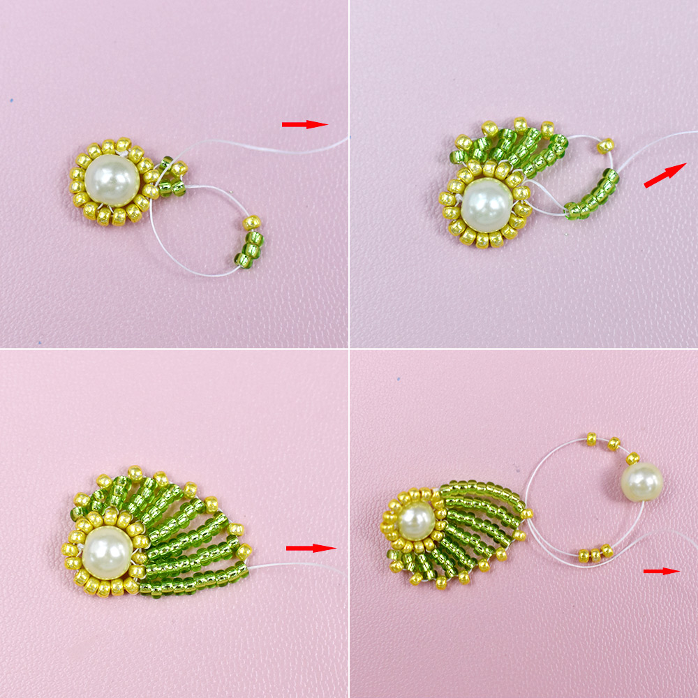 Весенний браслет из бисера с бисером и жемчугом-4