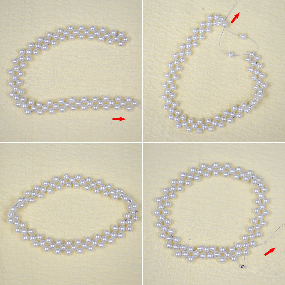 Зеленый двухконусный браслет из стеклянных бусин со стеклянными жемчужными бусинами-5