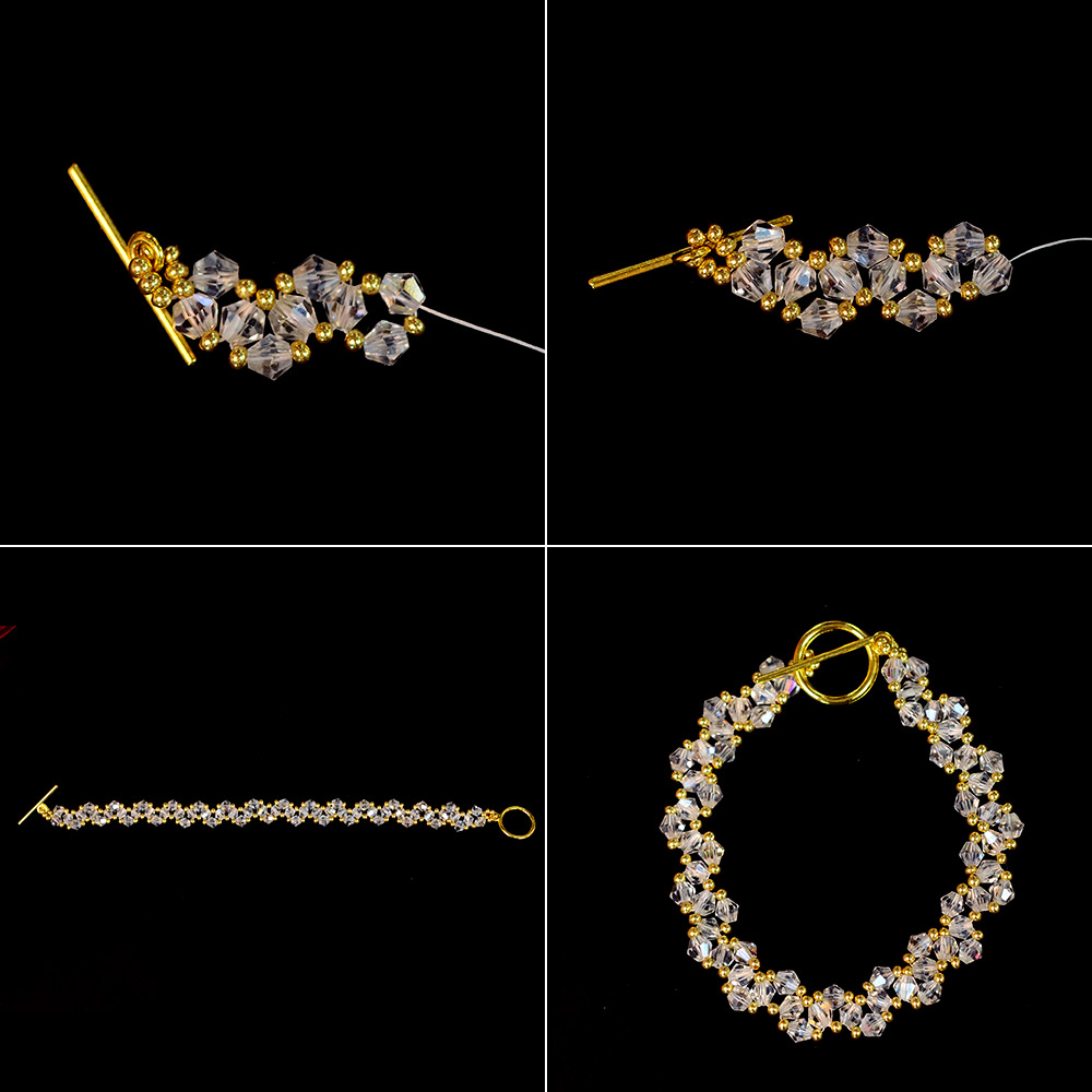 PandaHall Selected мастер-класс по изготовлению граненого браслета из стеклянных бусин.-5