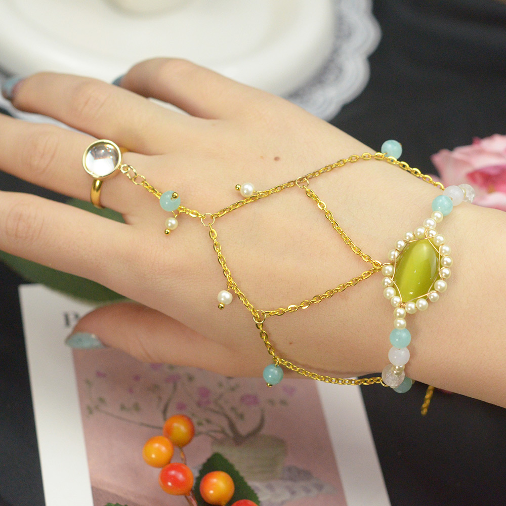 Браслет-цепочка в стиле феи с кольцом