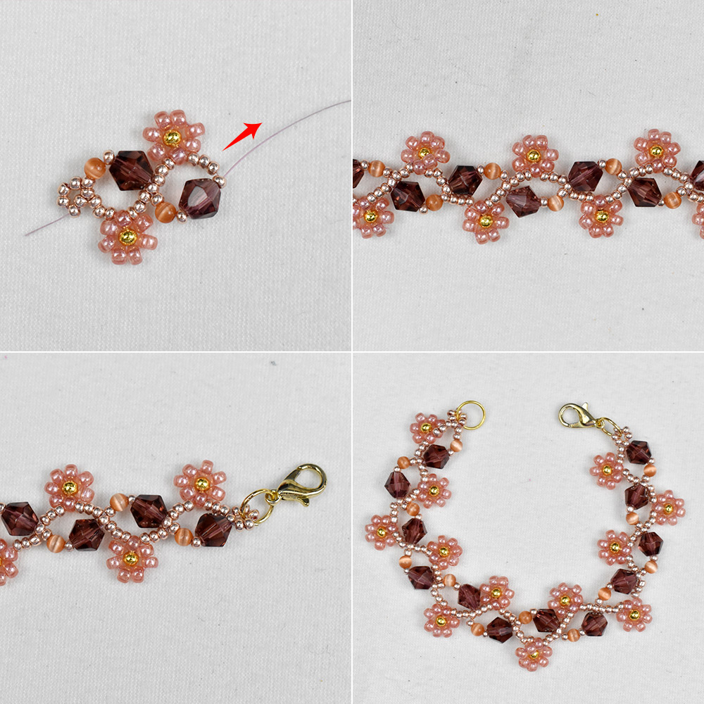 Старинный стеклянный браслет с цветочным узором-5