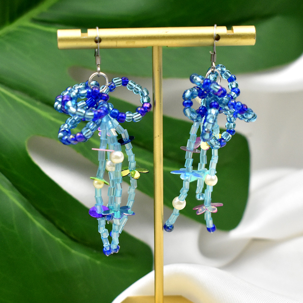 Серьги-медузы с блестками-5