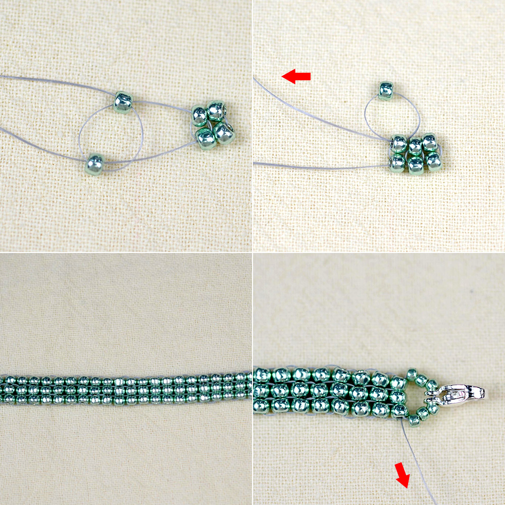 Браслет из зеленого стеклянного бисера-4