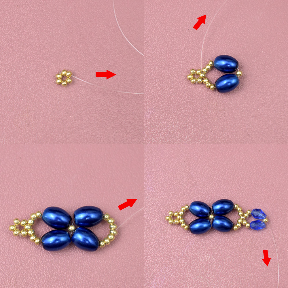 Браслет из голубого жемчуга и стеклянных бусин-3