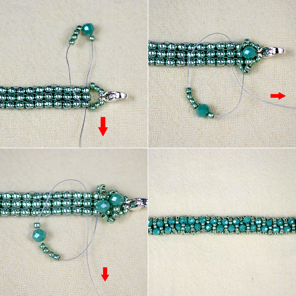 Браслет из зеленого стеклянного бисера-5