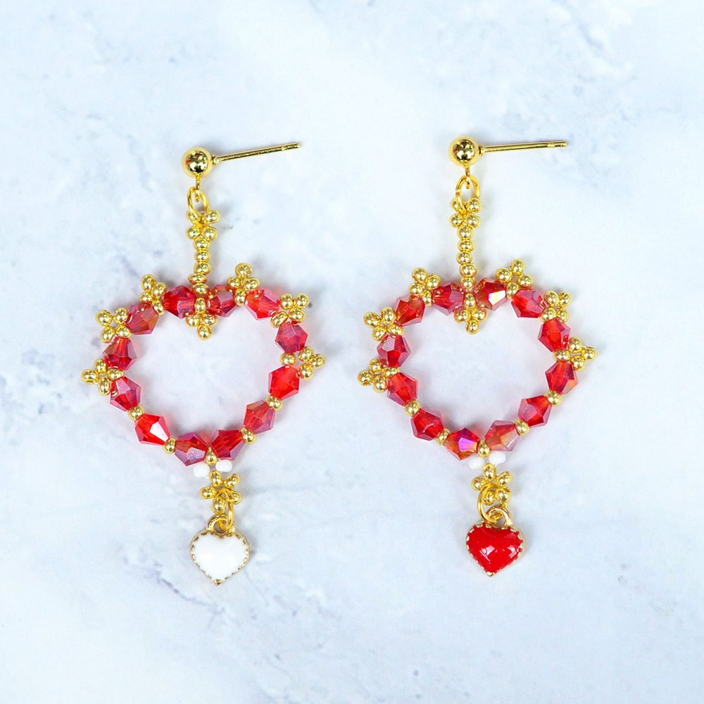 PandaHall Selected мастер-класс по изготовлению сережек-сердечек из бисера ко Дню Святого Валентина-6