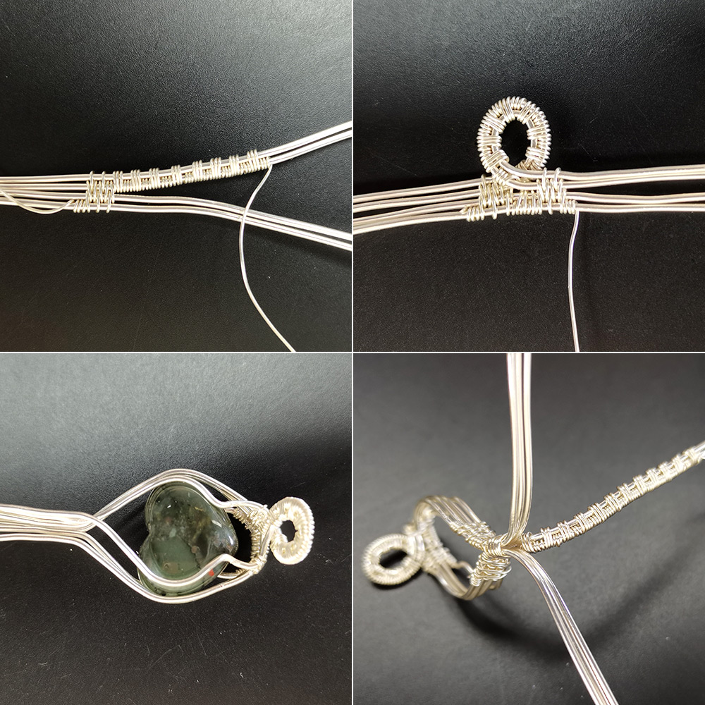 Drahtwickelanhänger mit Edelstein-Cabochon