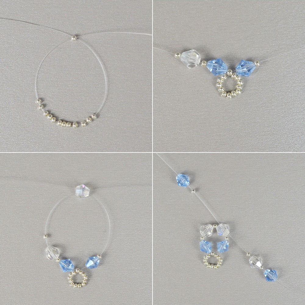 PandaHall Selected мастер-класс по изготовлению синего двухконусного браслета из стеклянных бусин.-3