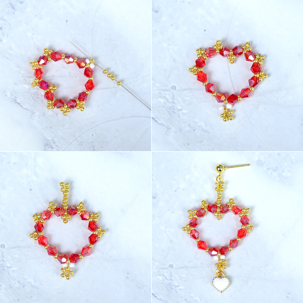 PandaHall Selected мастер-класс по изготовлению сережек-сердечек из бисера ко Дню Святого Валентина-5