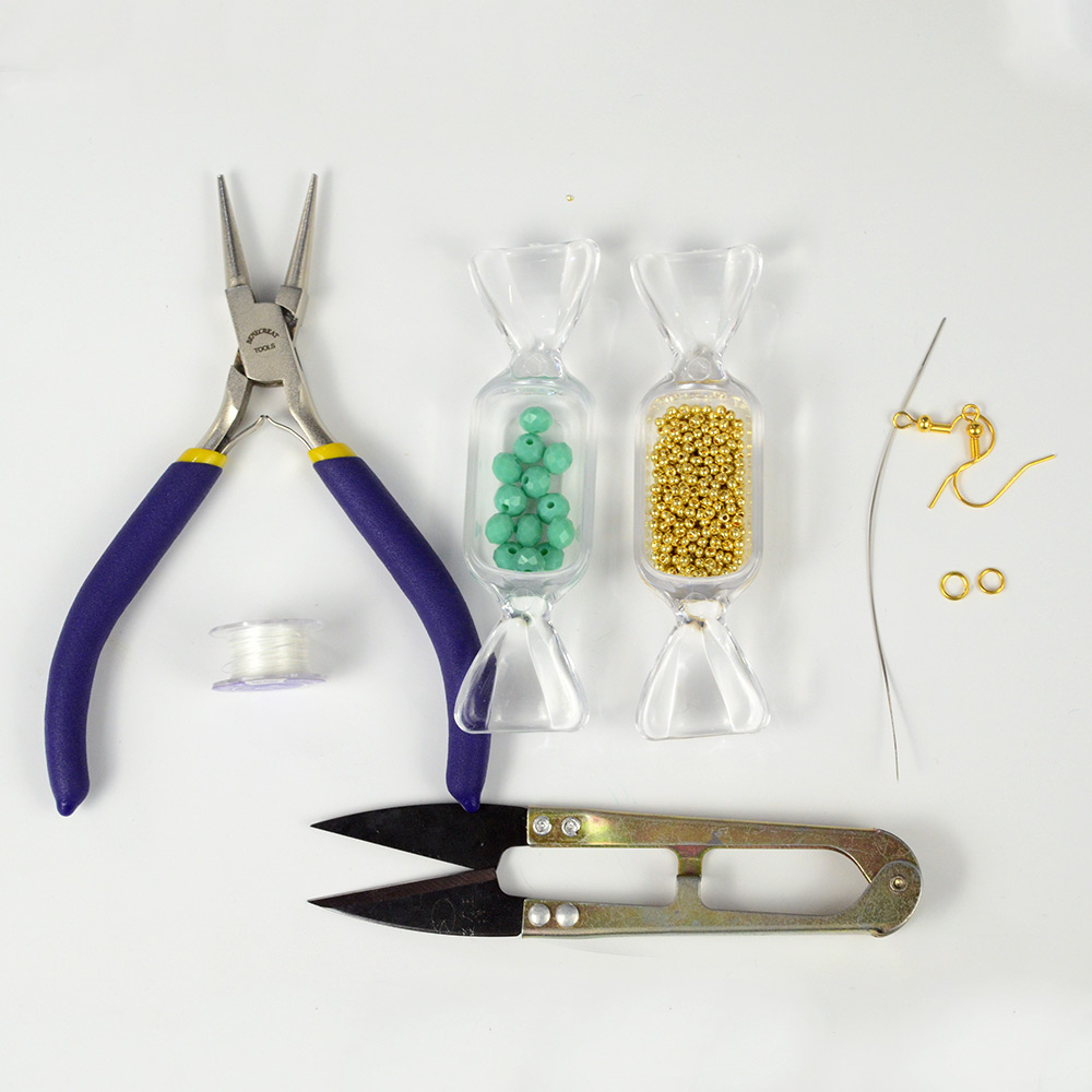 PandaHall Selected мастер-класс по изготовлению зеленых серег с гранеными стеклянными бусинами.-2