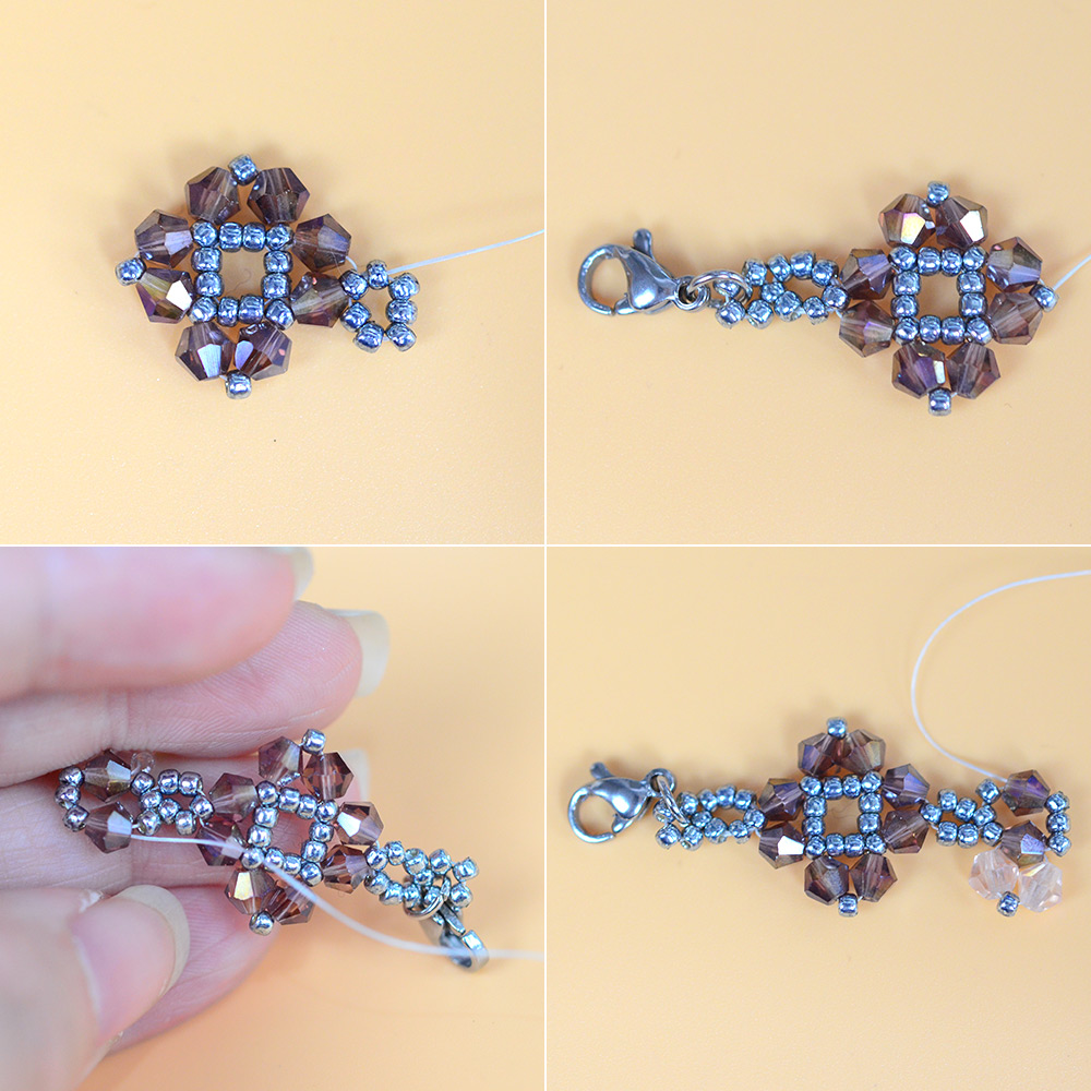 Браслет из стеклянных бусин с удлинителем цепочки-4