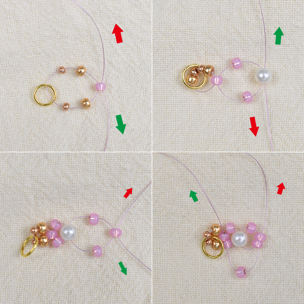 Armband mit rosa Blumenperlen