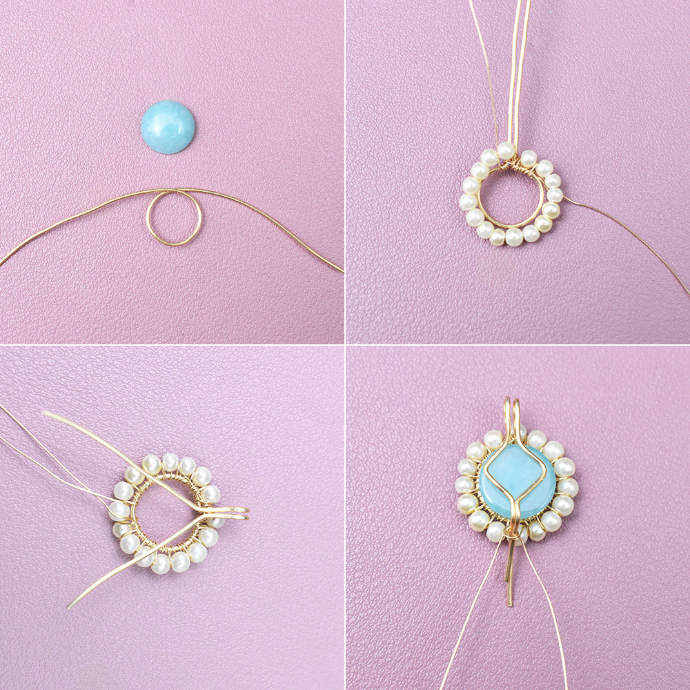 Простой браслет из проволоки с драгоценными камнями-3