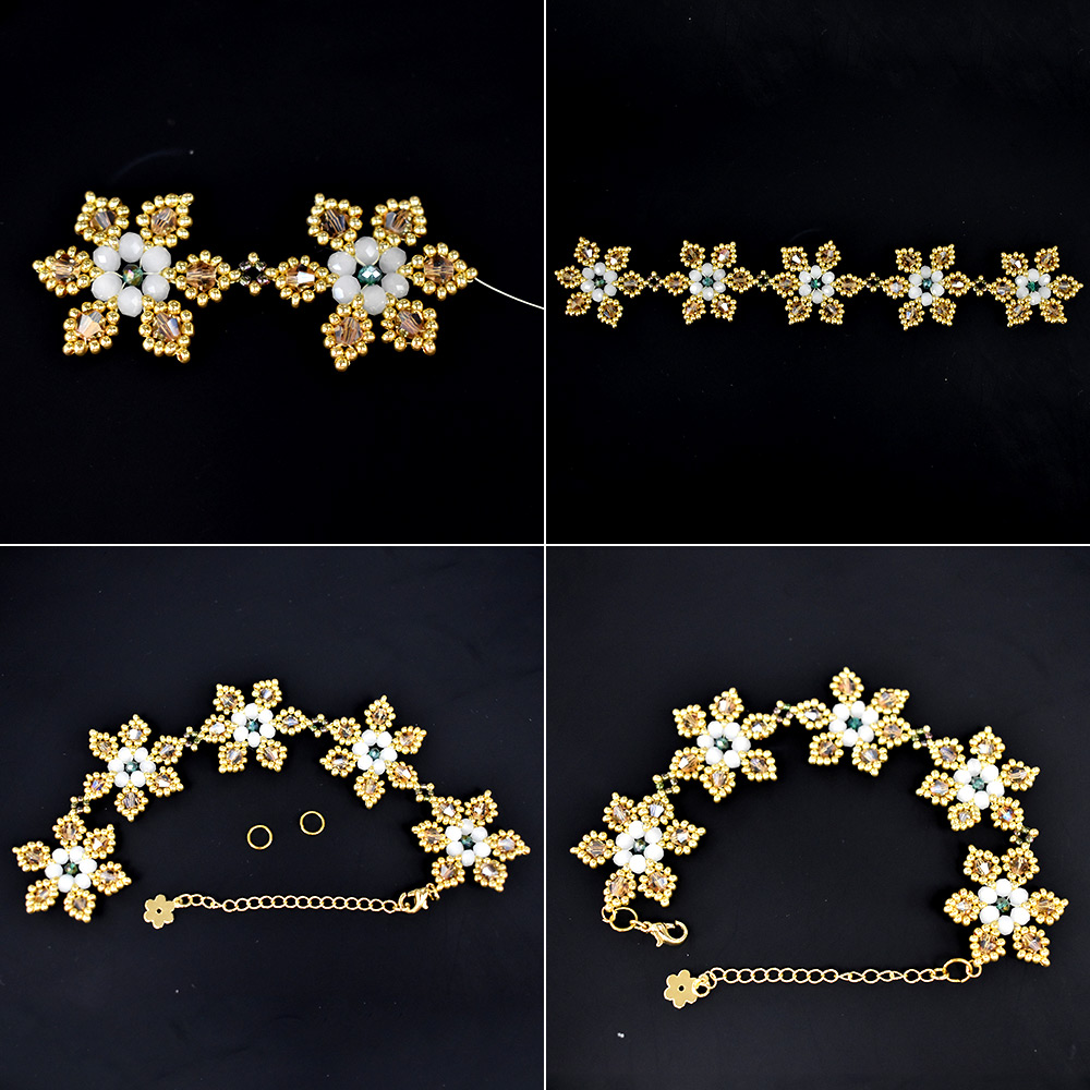 Браслет из стеклянных бусин в форме цветка-6