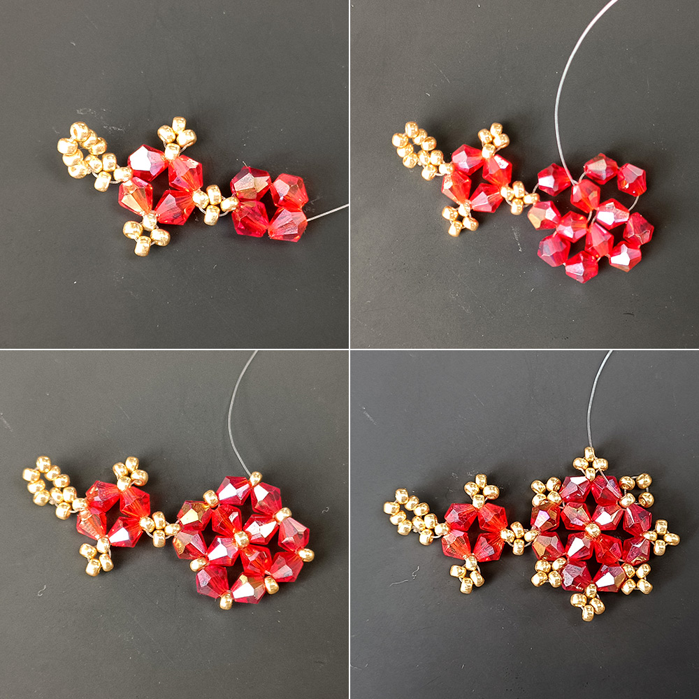 PandaHall Selected мастер-класс по изготовлению красного двухконусного браслета из стеклянных бусин.-4