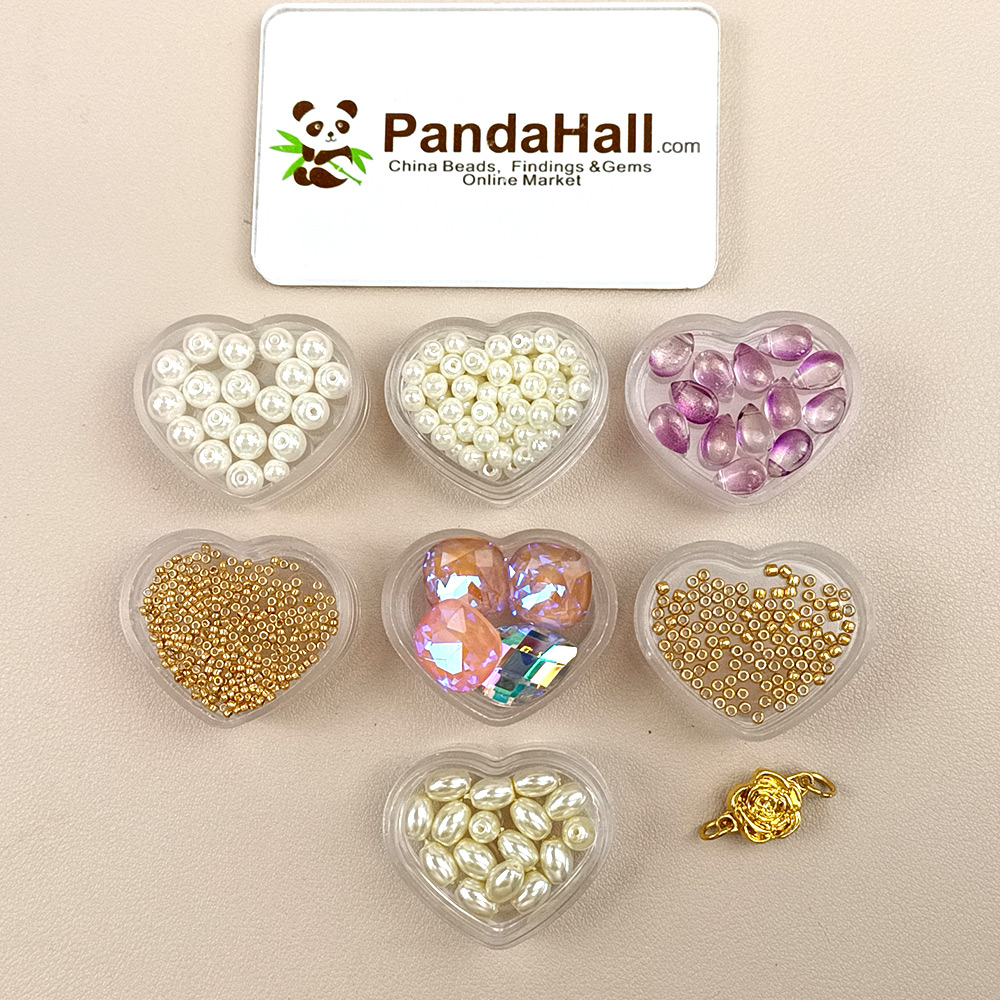 Ожерелье из розового жемчуга с инкрустацией стразами-2