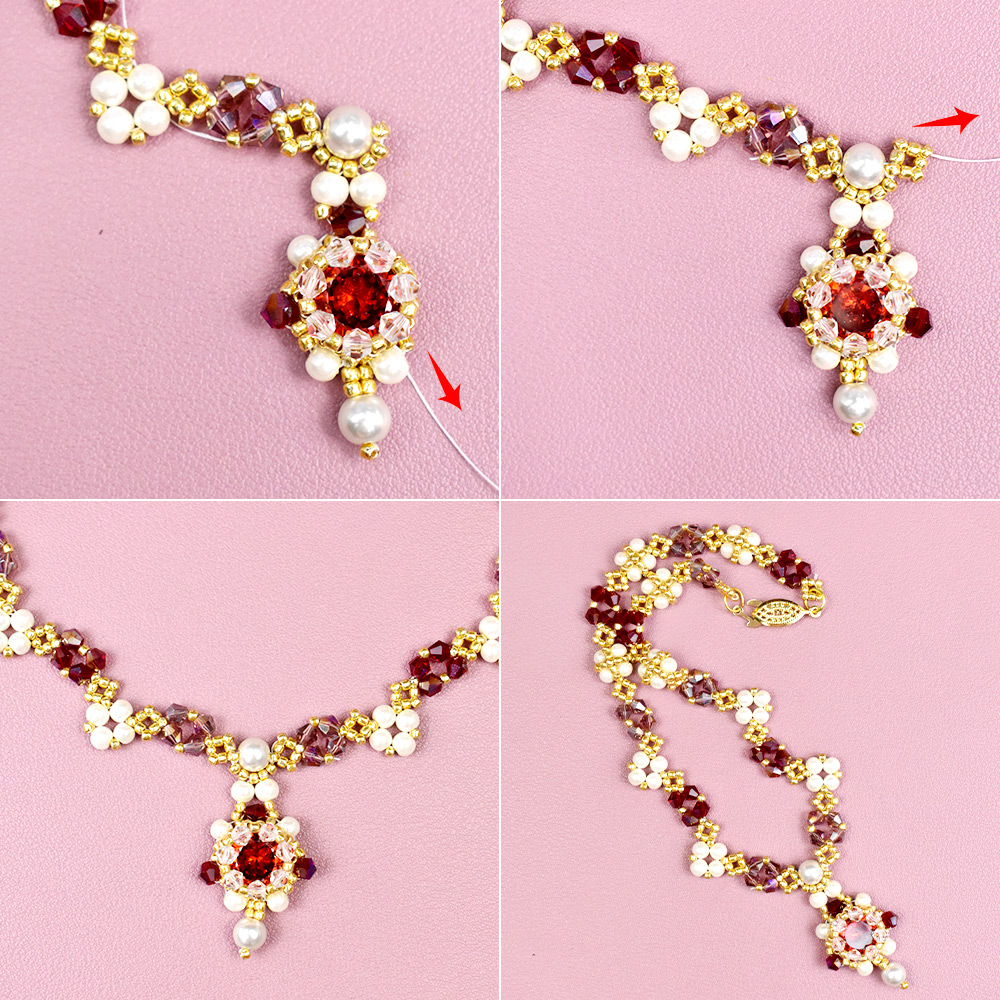 Винтажное ожерелье с красными кристаллами-6