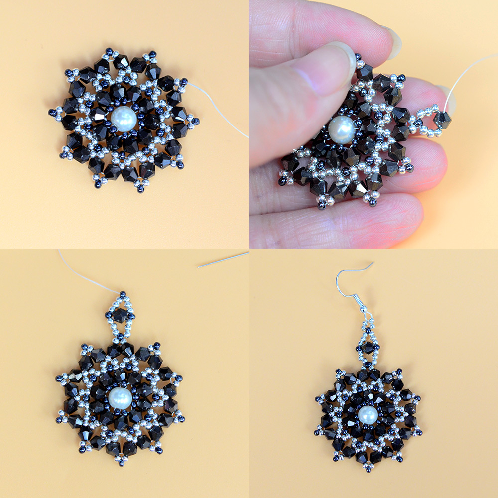 PandaHall Selected мастер-класс по изготовлению плоских круглых серег из бисера.-5