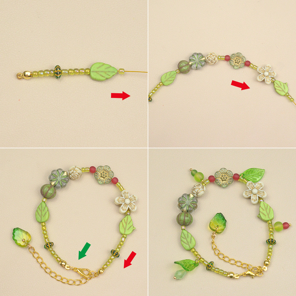 Браслет-цепочка в стиле «весна» с чешскими стеклянными бусинами-3