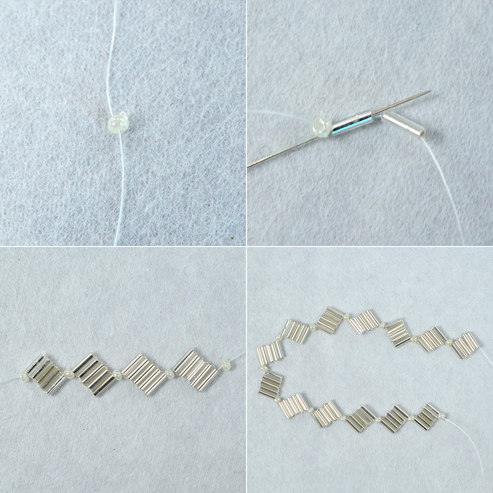 Браслет в весеннем стиле с бисером-3