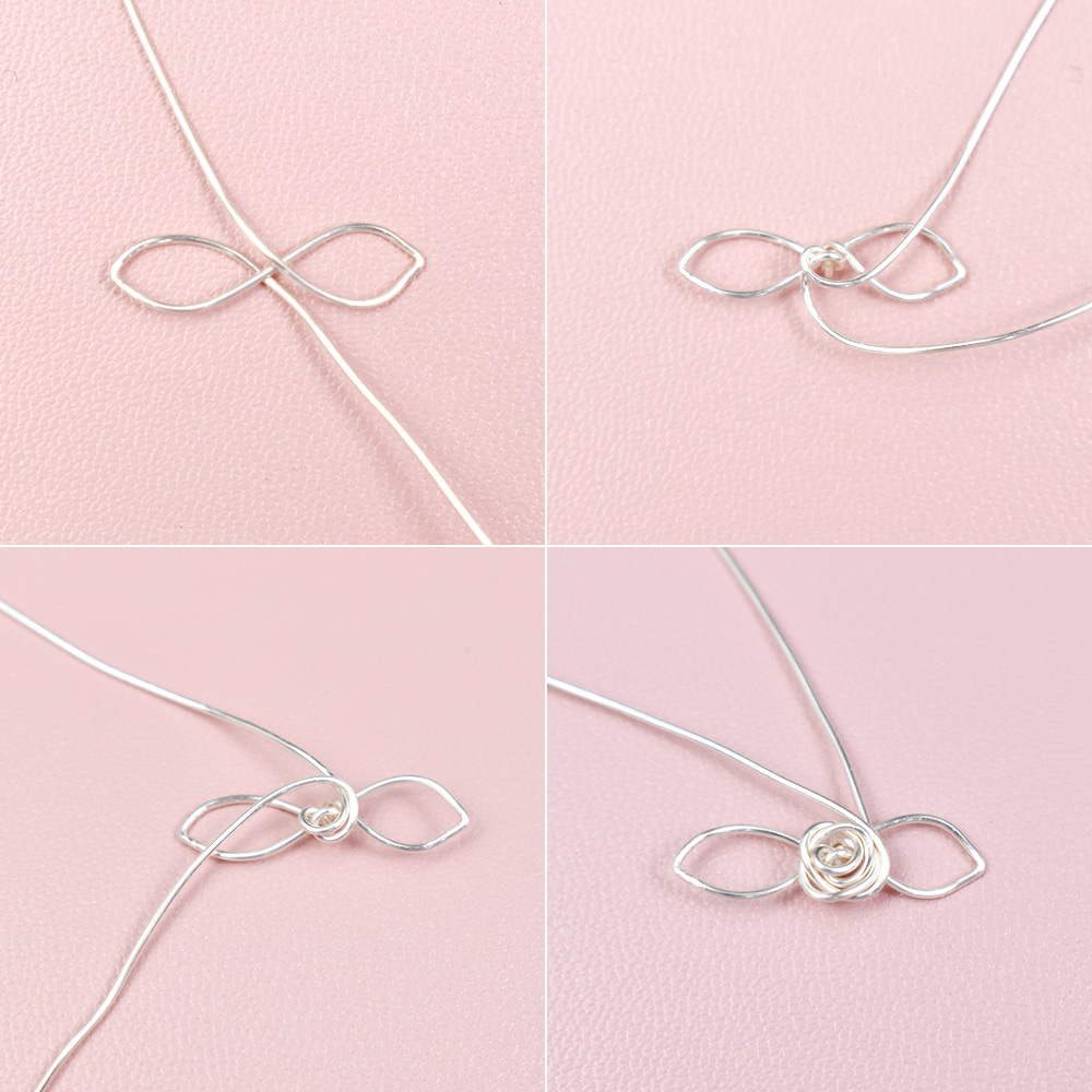 Браслет из проволоки с бусинами из фиолетовых драгоценных камней-3