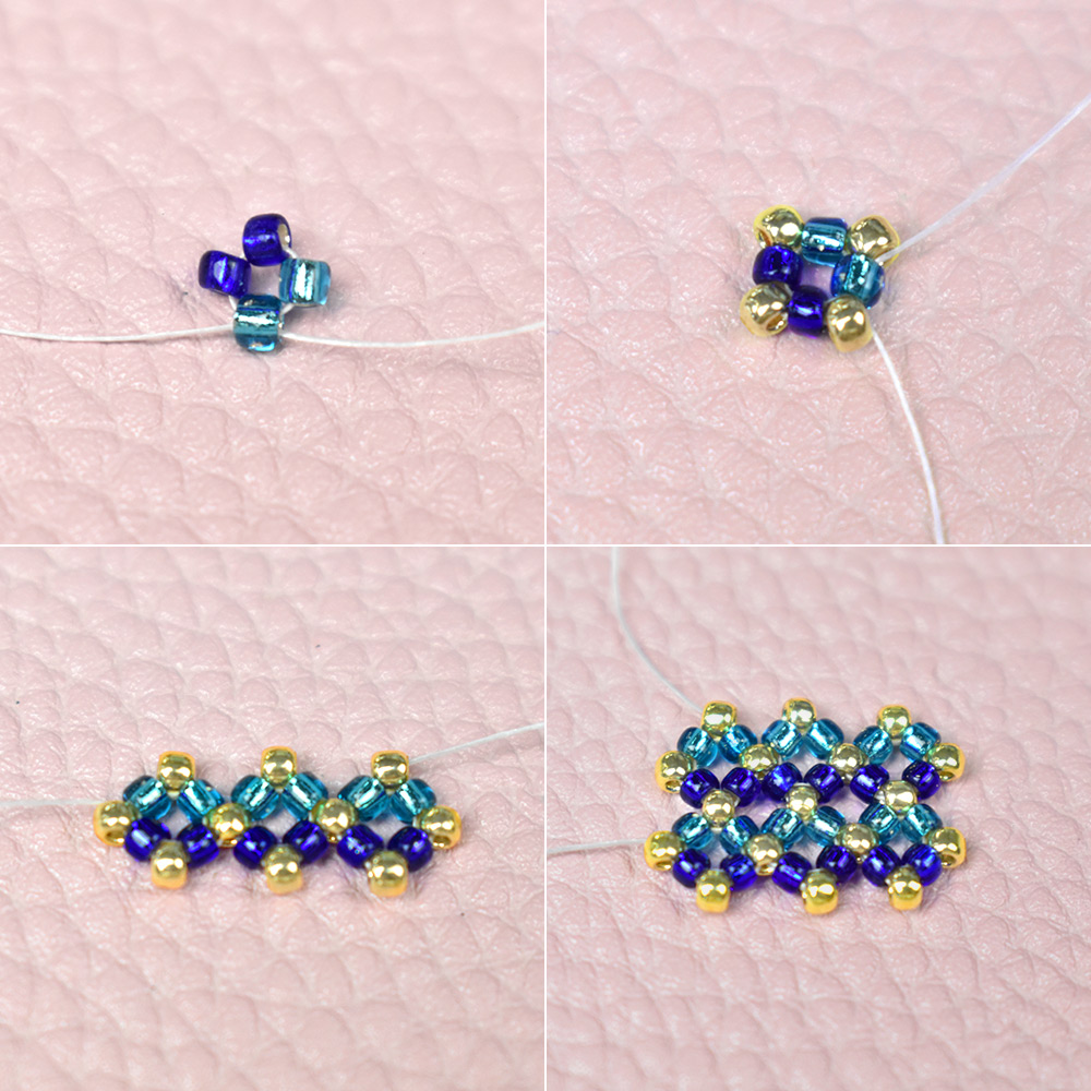 Серьги-пуссеты в форме сердца с бисером-3