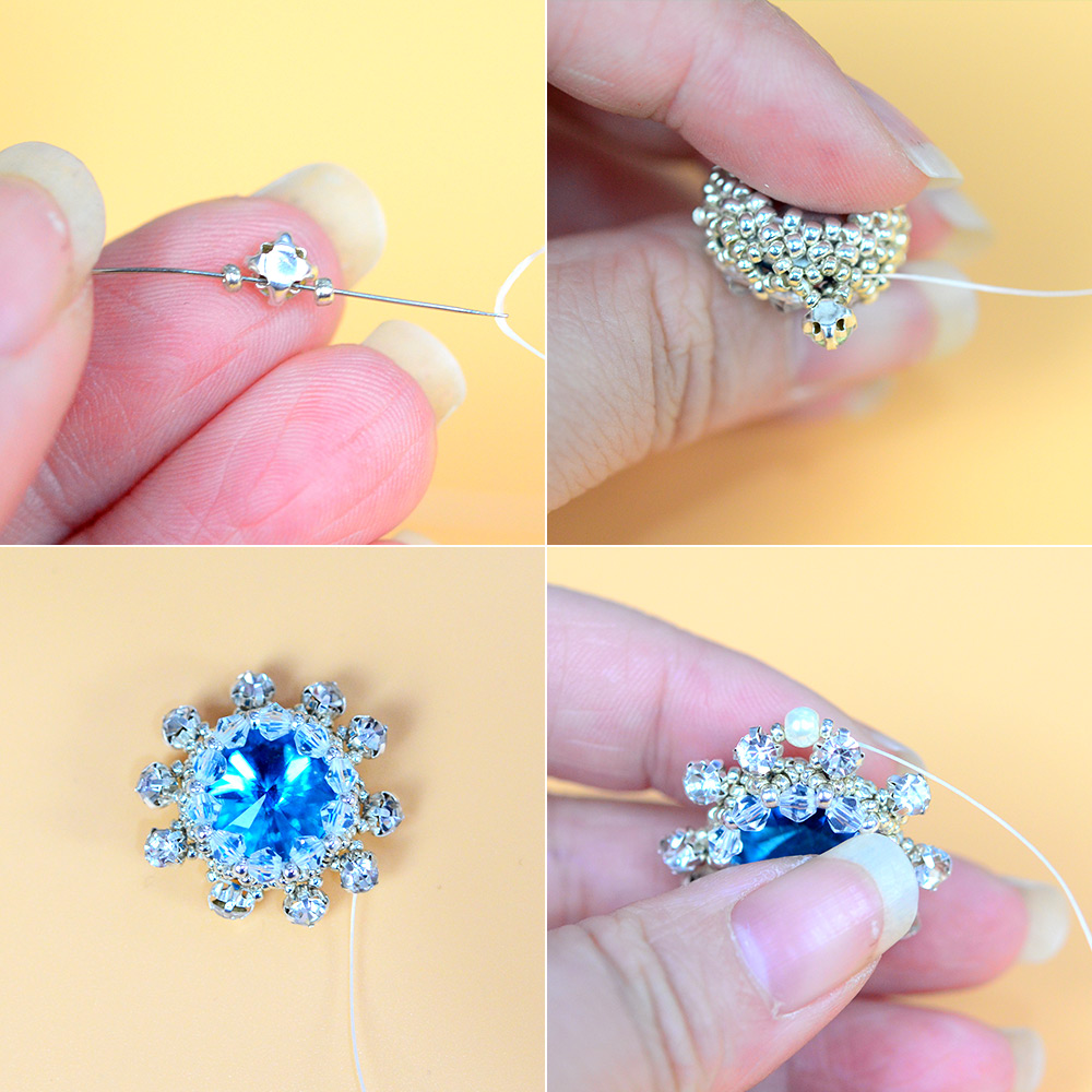 Серьги из бисера с кабошонами из страз