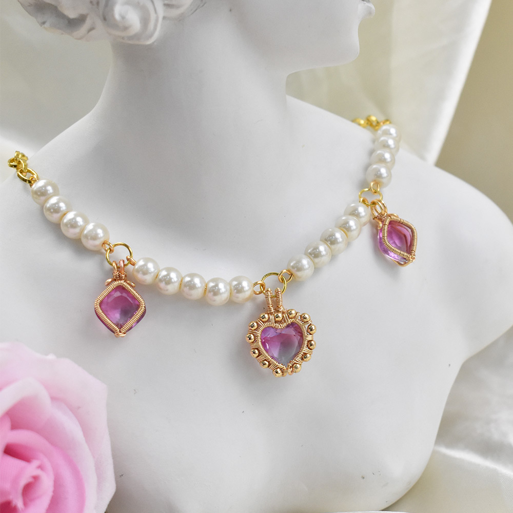 Весенние ожерелья из проволоки со стеклянными стразами-1