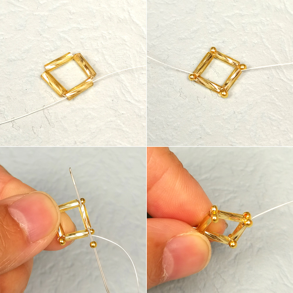 Браслет в винтажном стиле с квадратными бусинами-3