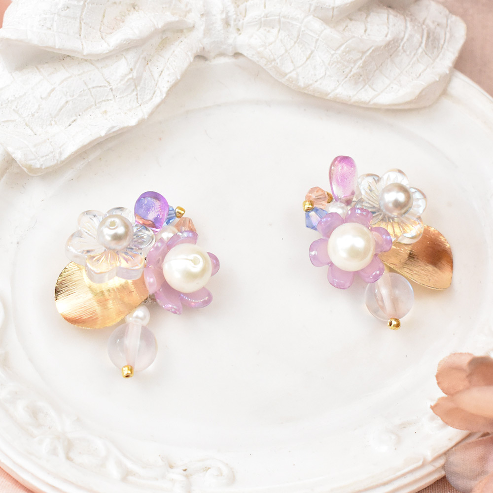 Винтажные серьги из бисера в стиле сада