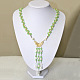 Green Glass Bead Necklace with Long Bead Tassels-5