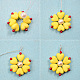 Boucles d'oreilles fleur perles coeur jaune-4