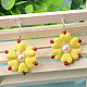 Boucles d'oreilles fleur perles coeur jaune-6