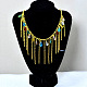Gold Chain Tassel Necklace with Drop Beads-1