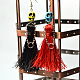 Halloween Skull Bead Earrings with Tassels-6