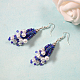 Boucles d'oreilles en grappe violettes avec perles de rocaille et perles blanches-5