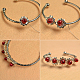 Bracelet fleur avec perles nacrées rouges-4