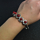 Bracelet fleur avec perles nacrées rouges-5