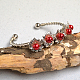 Bracelet fleur avec perles nacrées rouges-6