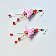Ribbon Flower Beaded Dangle Earrings-5
