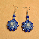 Boucles d'oreilles pendantes à fleurs bleues-7