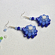 Boucles d'oreilles pendantes à fleurs bleues-8